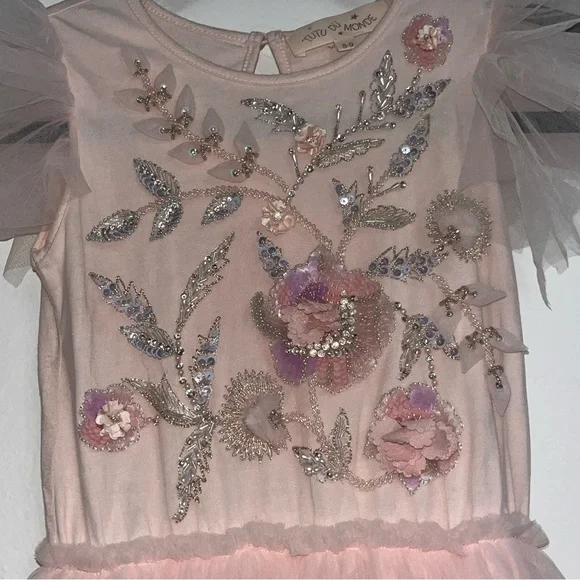 EUC Tutu Du Monde Blush Dress with Beaded & Sequin Details - Picture 7 of 9